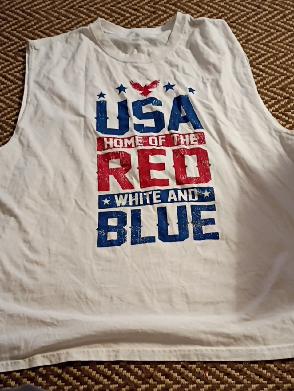 Mens White Crew Neck Tee with Faded Inner Print